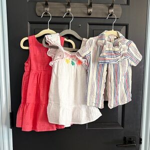 Colorful Kids' Summer Dress and Shirt Set